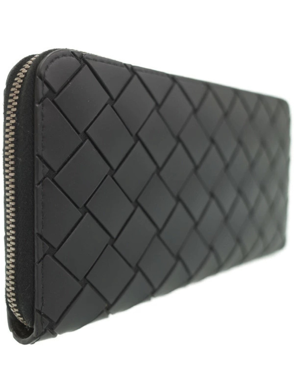 Bottega Veneta Around Wallet Intrecciato Zipper Zip Long Round Black